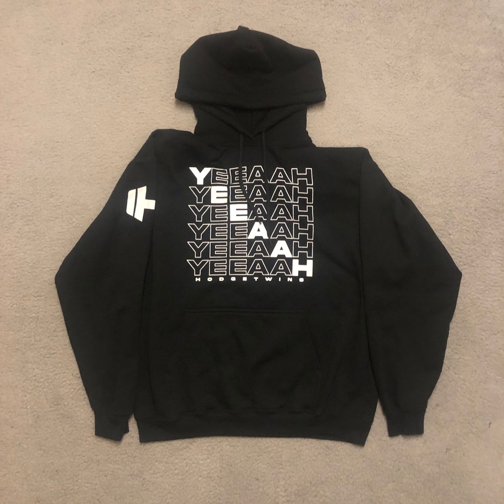 Hodgetwins YEEAAH Graphic Hoodie Black Pullover Sweatshirt Mens Large